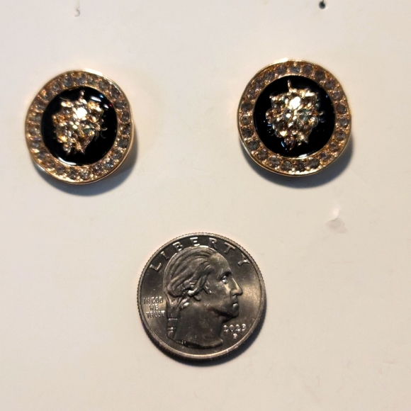 NWT Gold & Black Lion Head Rhinestone Chain Link Choker Necklace & Earrings Set - Picture 5 of 6